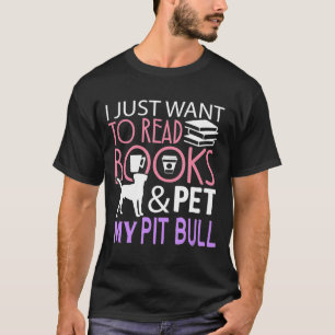 Camiseta Lendo o Cão do Livro Pitbull Ler Tee-Novo