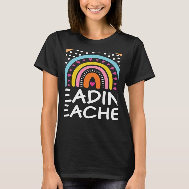 Camiseta Lendo O Professor Boho Rainbow De Volta À Apprec E (Frente)