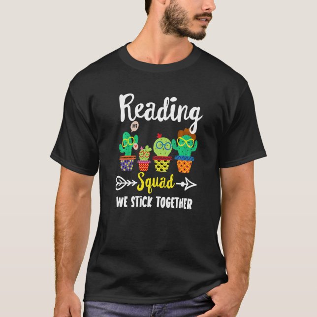 Camiseta Lendo Professora Em Leitura Da Equipe De Cactus Da (Frente)