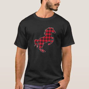 Camiseta Lenhador Clássico de Cavalo Xadrez Búfalo Vermelho