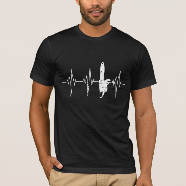 Camiseta Lenhador - pulsação do coração afligida serra de (Frente)