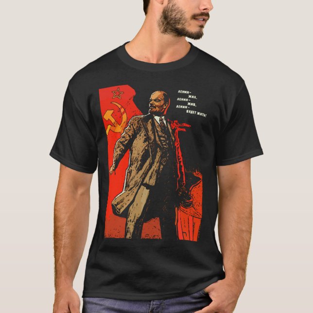 Camiseta Lenine viveu, Lenin vive, Lenin viverá para sempre (Frente)