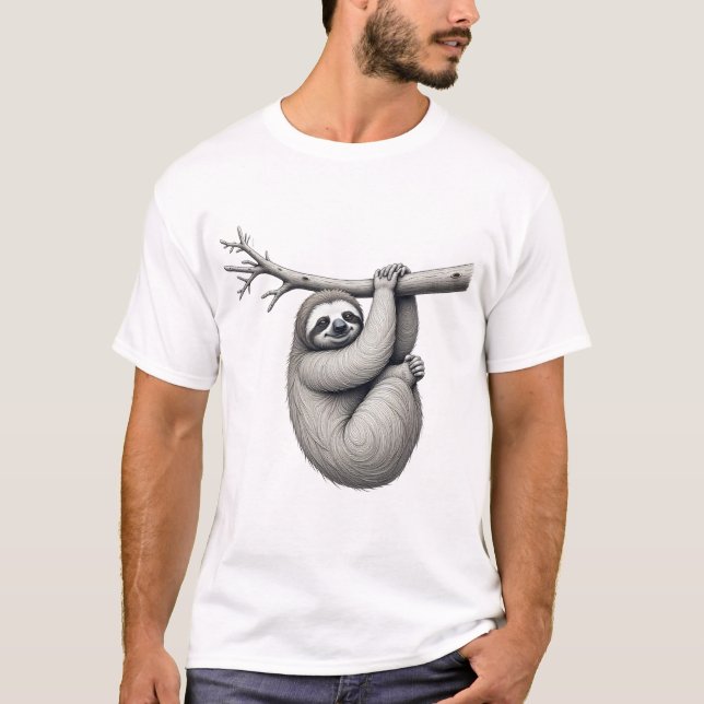 Camiseta Lenta - Design para Animais Preguiçosos e (Frente)