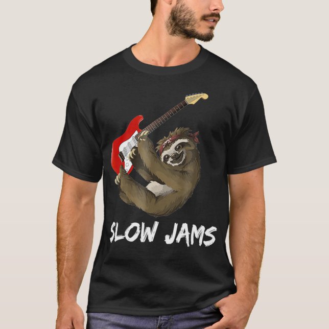 Camiseta Lenta Jams Sloth Tocando Violão (Frente)