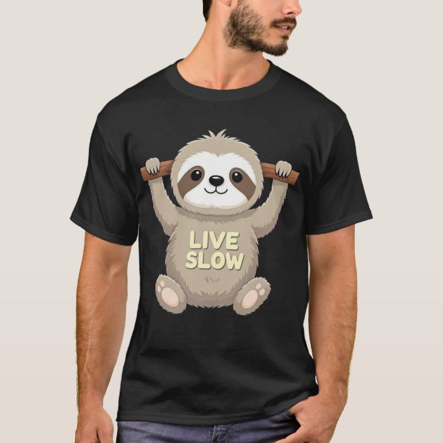 Camiseta Lenta Viva - Design de Cartoon Bonito (Frente)