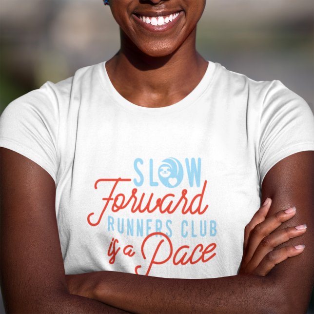 Camiseta Lentos Runners Club Funny Cote Texto Azul Laranja (Criador carregado)