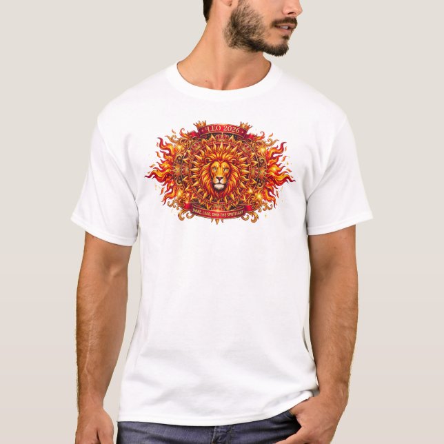 Camiseta Leo 2026 Zodiac Lion Solar Mandala – Fire Sign Wal (Frente)