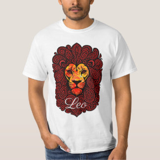 Camiseta Leo astrology birth sign zodiac lion head paisley