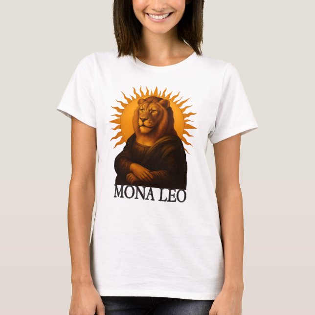 Camiseta Leo astrology birth sign zodiac lion mona lisa (Frente)