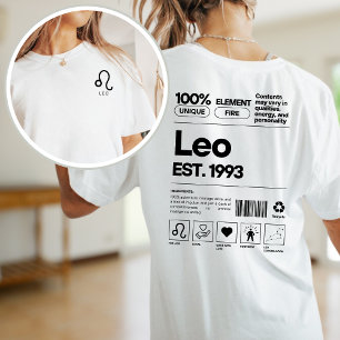Camiseta Leo Custom Zodiac Astrology Astrology Aniversário 