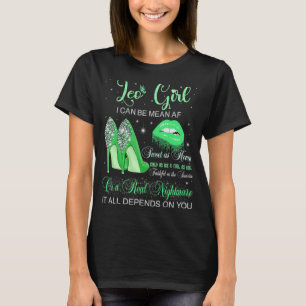Camiseta Leo Girl Birthday High Heels Lançando Lábios Butte
