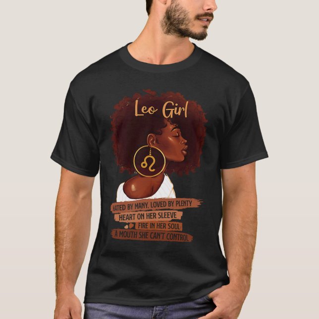 Camiseta Leo Girl   For Black Women Melanin Afro Queen (Frente)