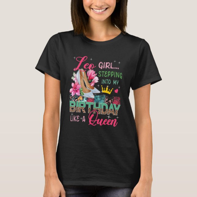 Camiseta Leo Girl Surgindo Como Rainha Floral High Hee (Frente)