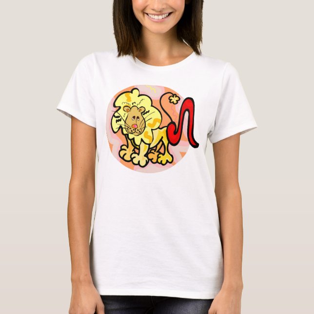 Camiseta Leo Lion com Símbolo do estilo Leo 1970 (Frente)