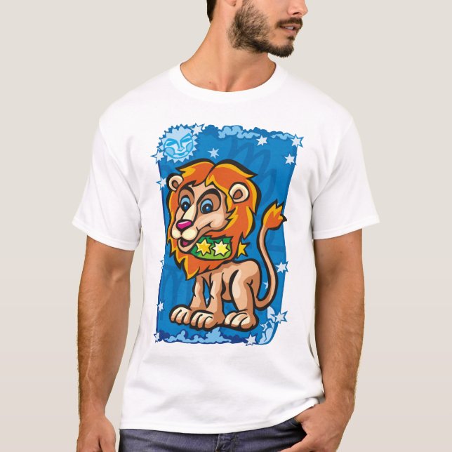 Camiseta Leo Lion no céu noturno (Frente)