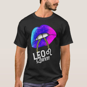 Camiseta Leo Queen Lábios Zodiac Horoscope Girls Birthd