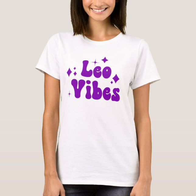 Camiseta Leo Vibes Zodiac Astrology Purple Stars (Frente)