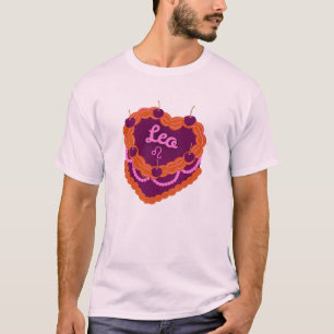 Camiseta Leo Zodiac Pastel Cardíaco Bolo de Aniversário