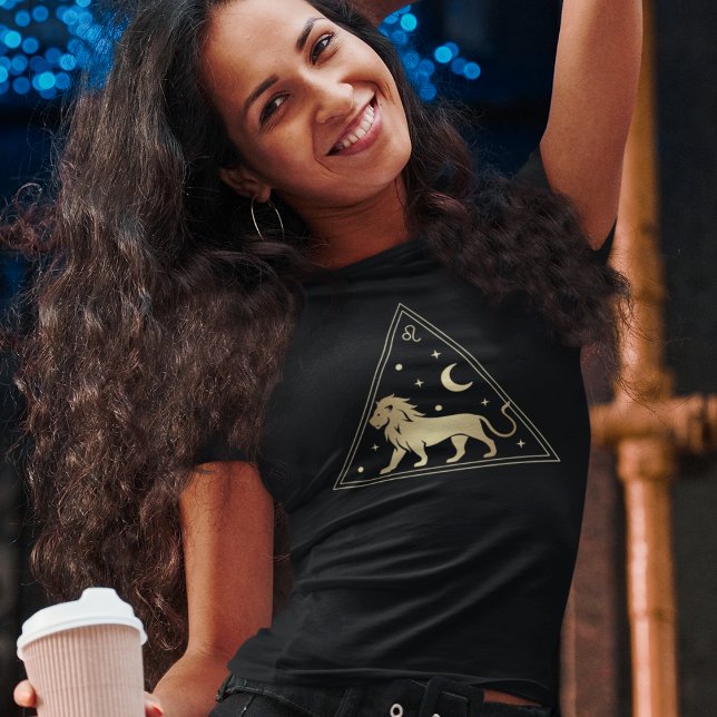 Camiseta Leo Zodiac - Símbolo de Incêndio em Dourado (Criador carregado)