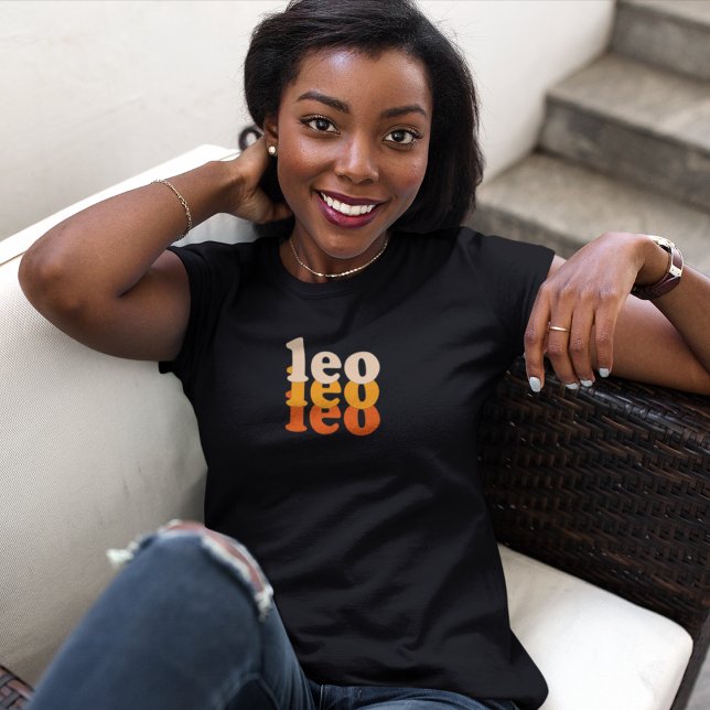 Camiseta Leo Zodiac Sinal | Cor de energia laranja (Criador carregado)