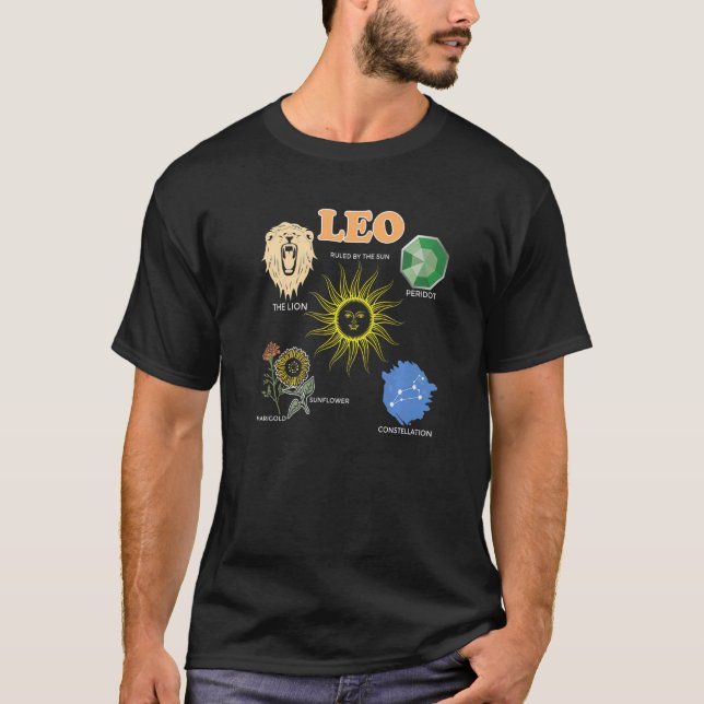 Camiseta Leo Zodiac - Sinal Fatos Elementos Horóscopo Astro (Frente)