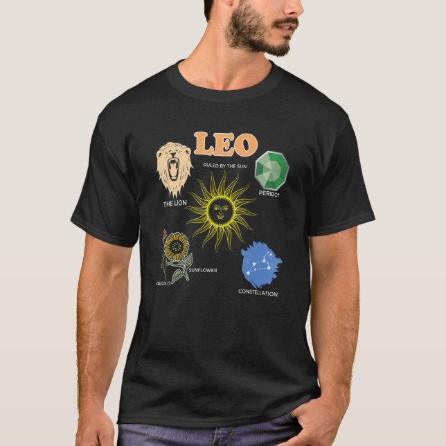 Camiseta Leo Zodiac - Sinal Fatos Elementos Horóscopo Astro (Frente)