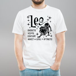 Camiseta Leo Zodiac - Sinal Horoscópio Traços de Personalid