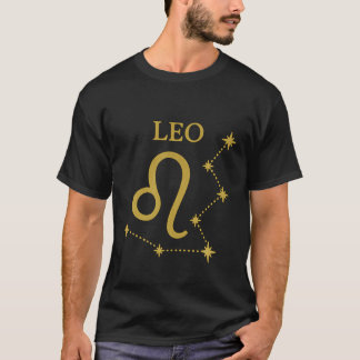 Camiseta Leo Zodiac T-Shirt para Homens Dourados Constelaçã