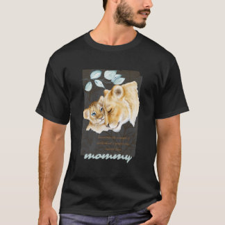 Camiseta Leoa Com Um Filhote de Leão Para o Dia das Mães