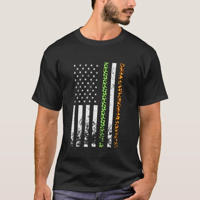 Camiseta Leoaprd Irish American Flag Ireland Flag Rua Patri (Frente)