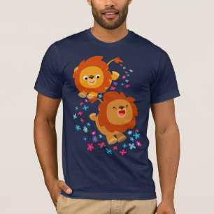 Camiseta Leões bonitos dos desenhos animados no t-shirt do