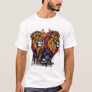 Camiseta Leões de Grafite Negrito com Padrões Tribais