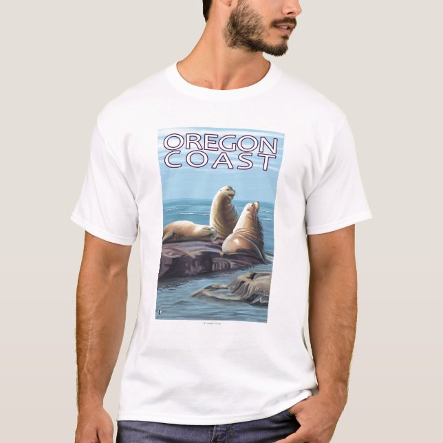 Camiseta Leões de mar da costa de Oregon (Frente)