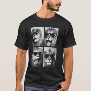 Camiseta Leões fofos com óculos de sol Foto de animais de l