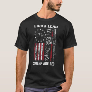 Camiseta Leões Levam Ovelhas São Lideradas EUA Pró Arma 2ª
