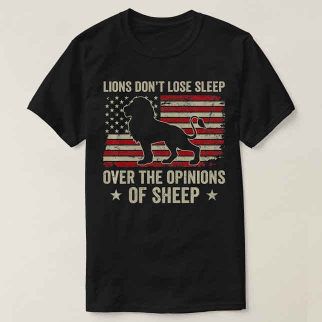 Camiseta Leões não dormem Perder sobre as opiniões de ovelh (Frente do Design)
