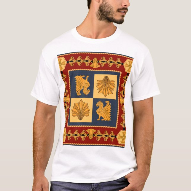 Camiseta Leões ouros: Art Nouveau cachecol design (Frente)