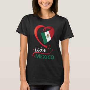Camiseta León Guanajuato México Bandeira do Coração Mexican