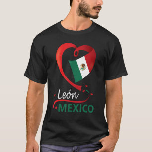 Camiseta León Guanajuato México Bandeira do Coração Mexican