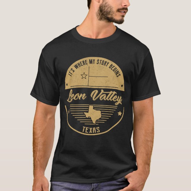 Camiseta Leon Valley Texas É onde minha história começa (Frente)