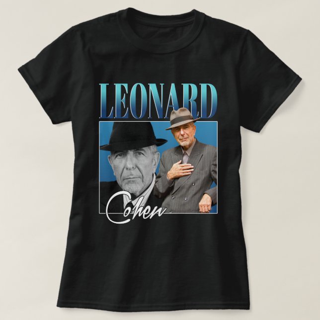 Camiseta Leonard Cohen Estilo Retroativo Oferece Presentes  (Frente do Design)