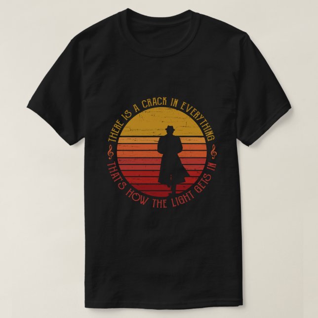 Camiseta Leonard Cohen Há um Crack em Tudo (Frente do Design)