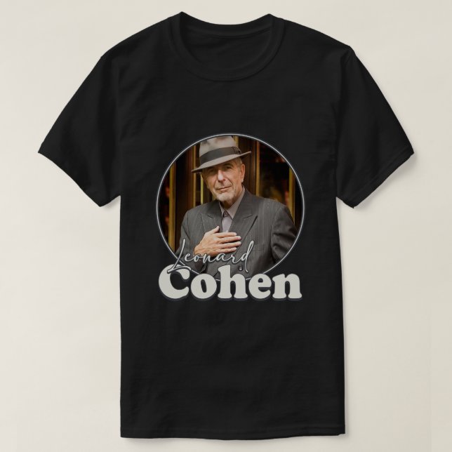 Camiseta Leonard Cohen Retro Retrato FanArt Tributo (Frente do Design)