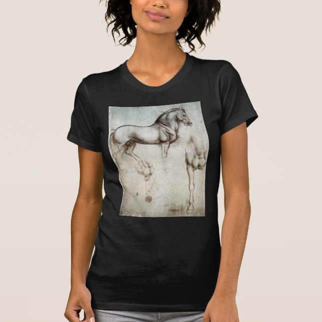 Camiseta Leonardo da Vinci - estudo de um cavalo (Frente)