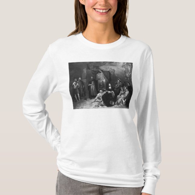 Camiseta Leonardo da Vinci que pinta o Gioconda (Frente)