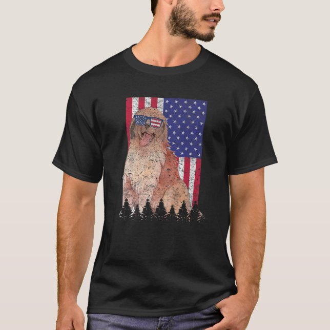 Camiseta Leonberger Patriotic Dog USA Prioridade American F (Frente)