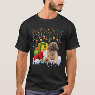 Camiseta Leonberger Santa Hat Christmas Lights Christmas Pa