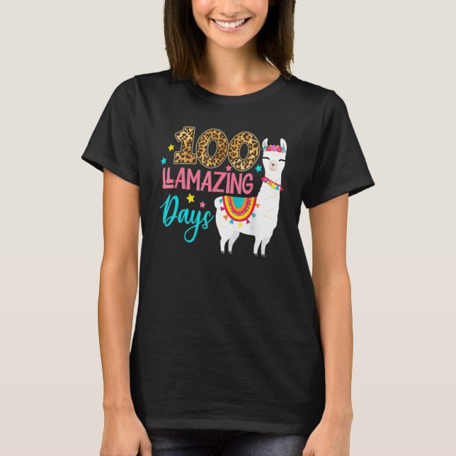 Camiseta Leopard 100 Llamazing Days Llama Teacher 100th Day (Frente)