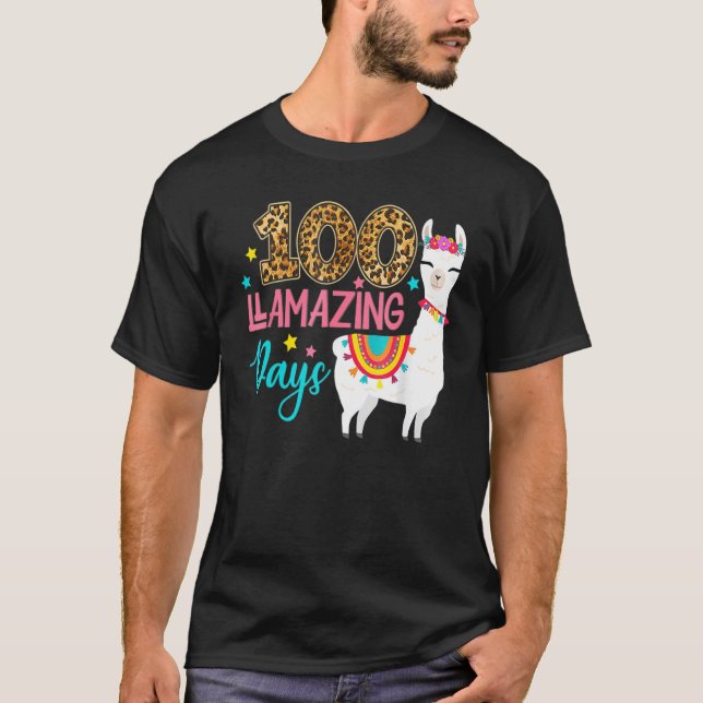 Camiseta Leopard 100 Llamazing Days Llama Teacher 100th Day (Frente)