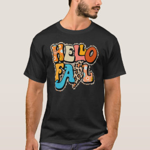 Camiseta Leopard Alô Queda Folha de Abóbora Queda outono